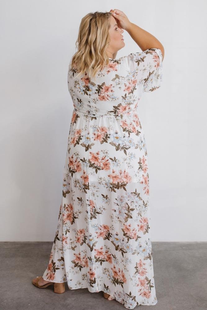 Kia Kimono Maxi Dress | White Floral