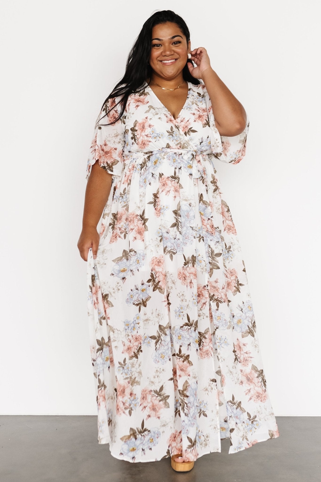 Kia Kimono Maxi Dress | White Floral