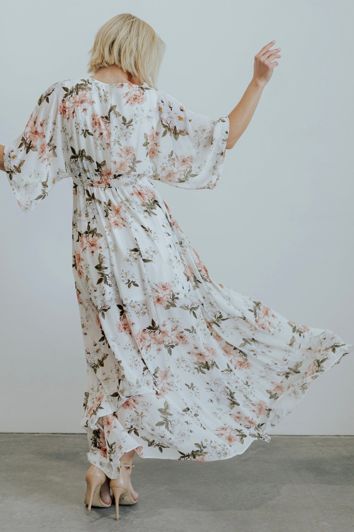 Kia Kimono Maxi Dress | White Floral