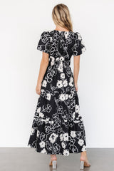 Kiana Poplin Maxi Dress | Black + Cream