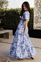 Kiana Poplin Maxi Dress | Blue Multi