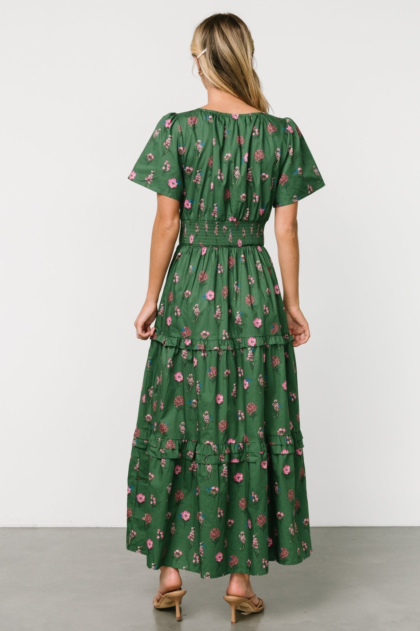 Kiana Poplin Maxi Dress | Green + Pink