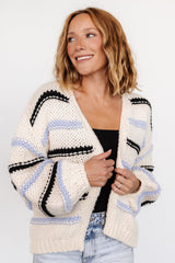 Kimmy Chunky Knit Cardigan | Cream + Lilac
