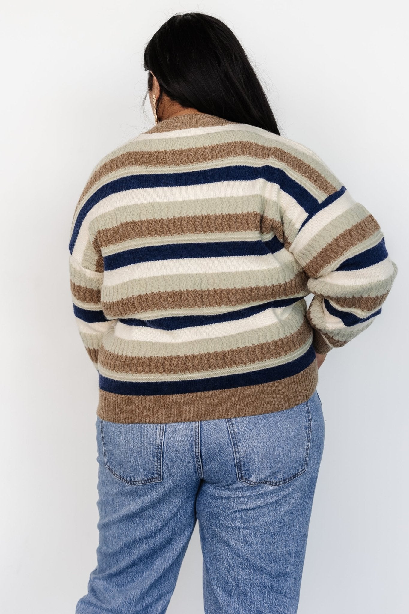 Kira Striped Sweater | Navy + Sage Multi