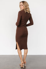 Knightsbridge Ribbed Sweater Midi Dress | Brown