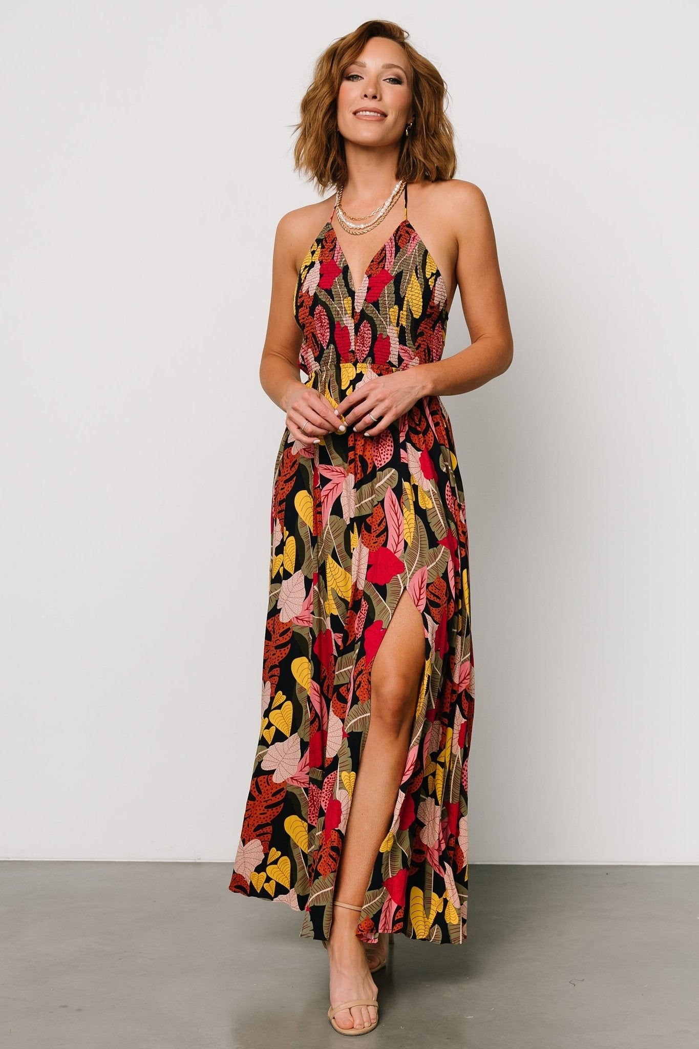 Kota Halter Maxi Dress | Navy Multi Print