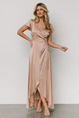 Krystal Satin Wrap Gown | Champagne
