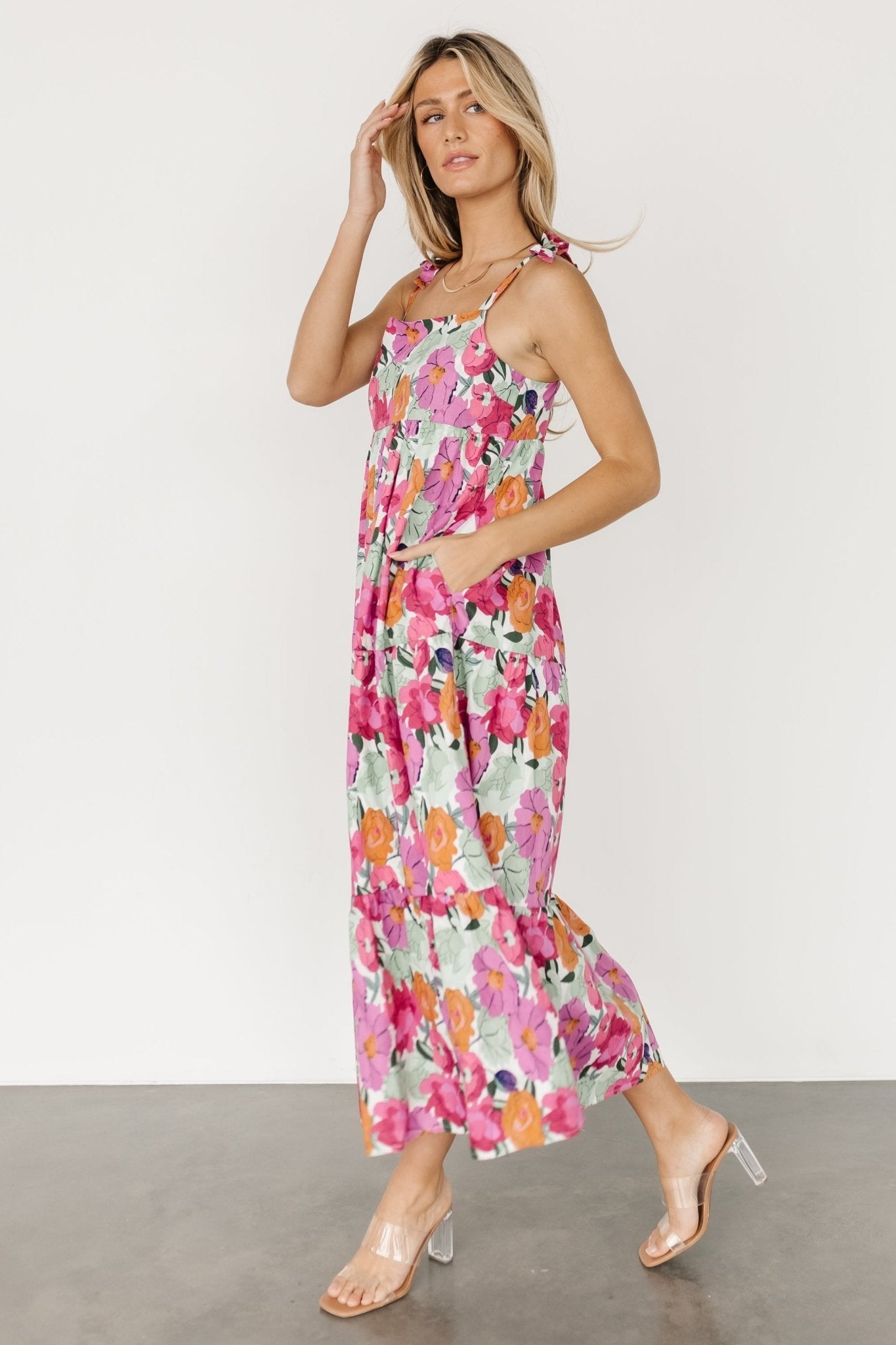 Lakewood Tie Dress | Pink Multi