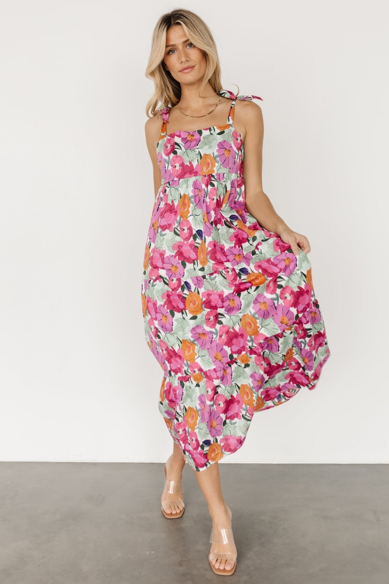 Lakewood Tie Dress | Pink Multi