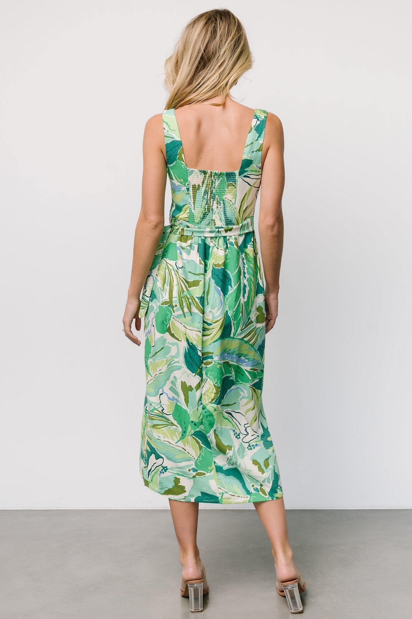 Latonya Faux Wrap Dress | Green Multi