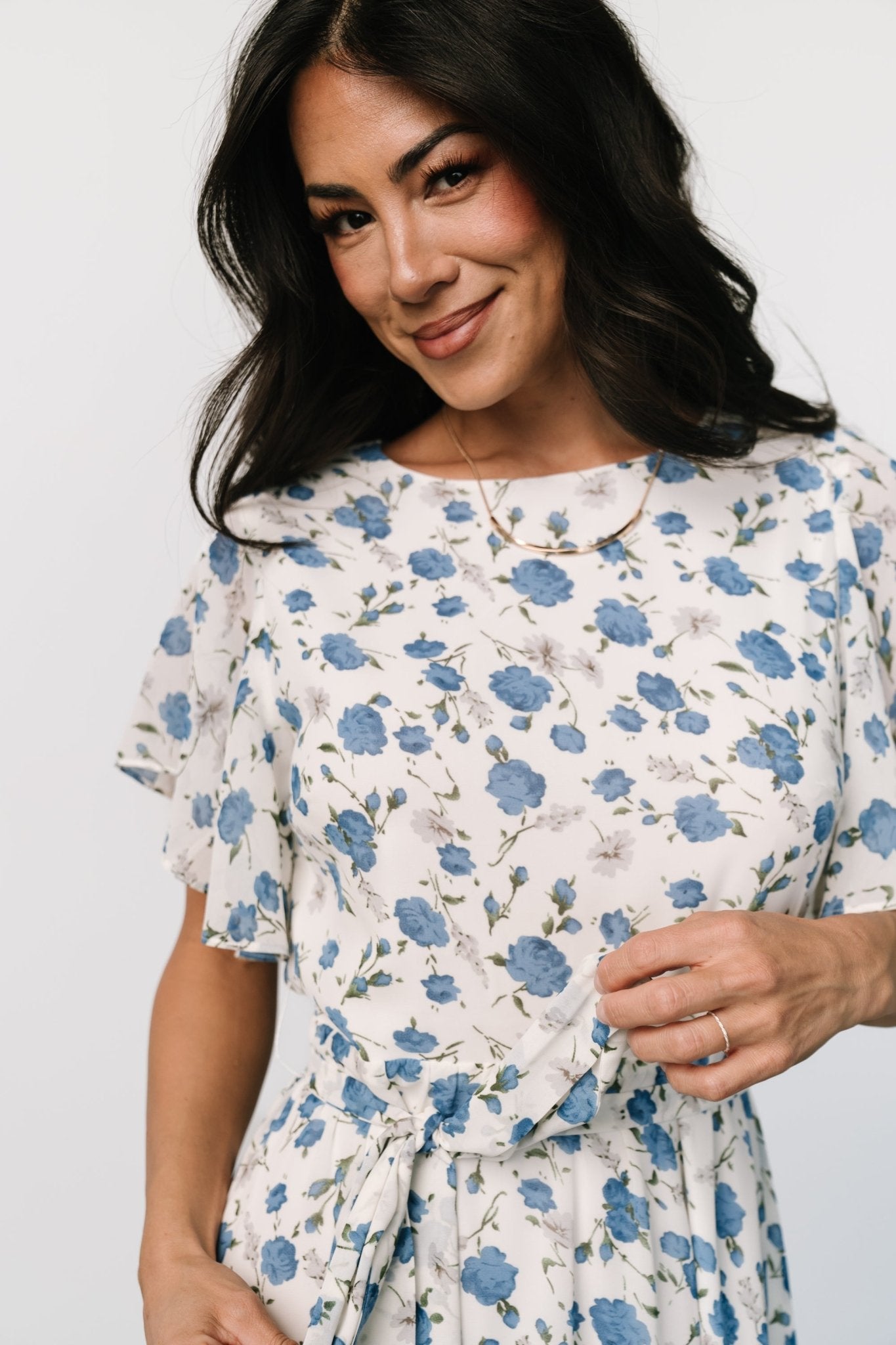 Laurel Midi Dress | Off-White + Blue Floral