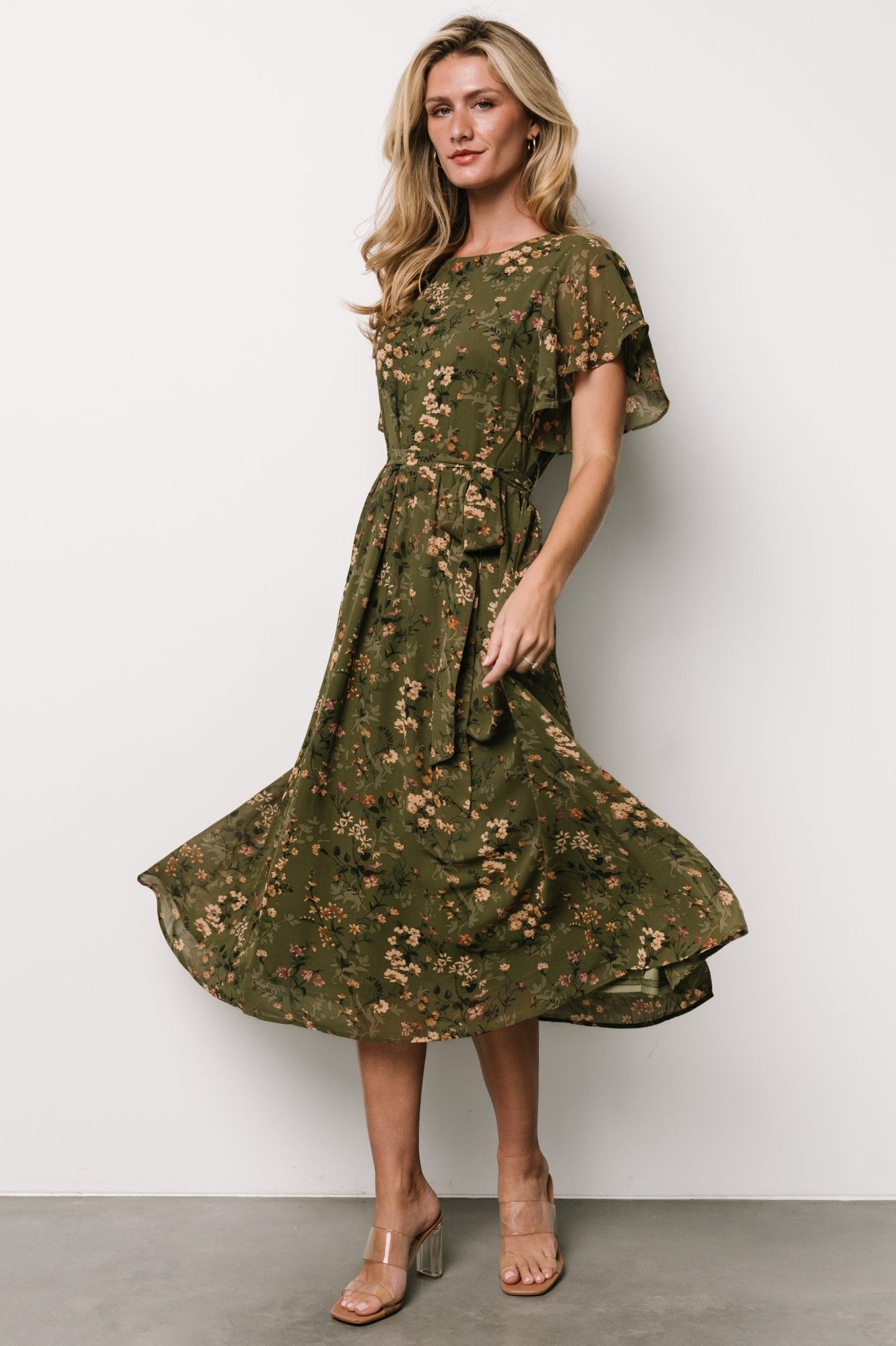 Laurel Midi Dress | Olive Floral