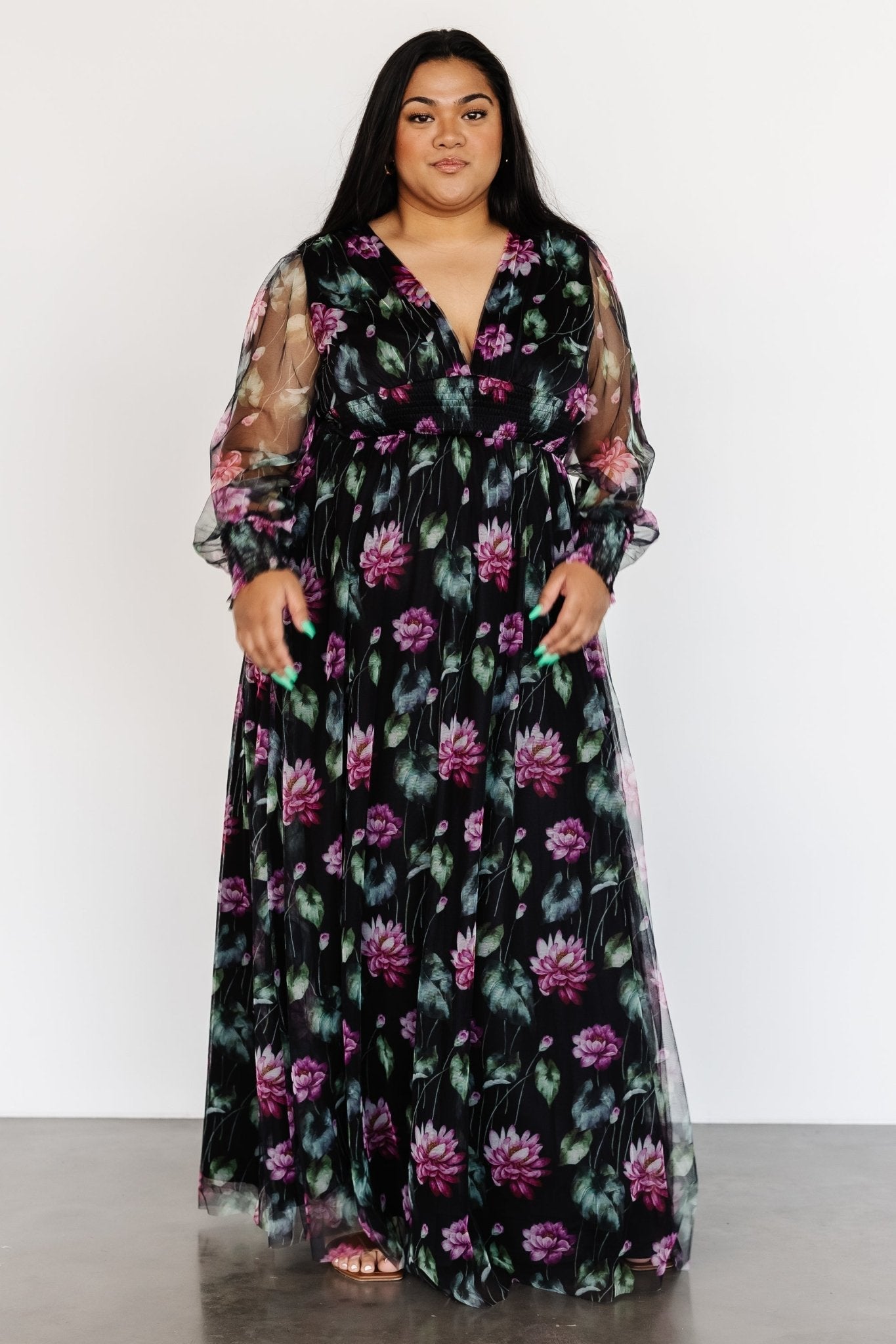 Layla Tulle Maxi Dress | Black Multi