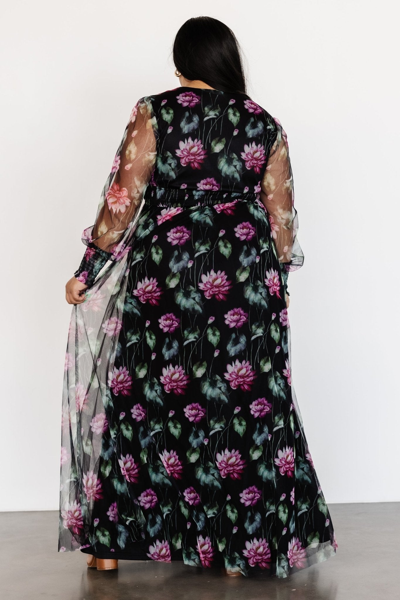 Layla Tulle Maxi Dress | Black Multi