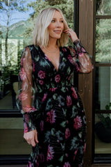 Layla Tulle Maxi Dress | Black Multi