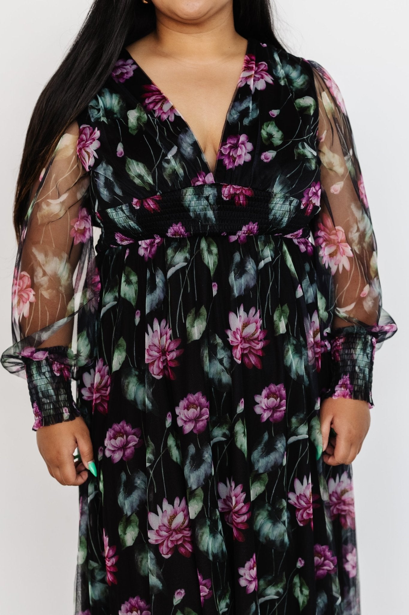 Layla Tulle Maxi Dress | Black Multi