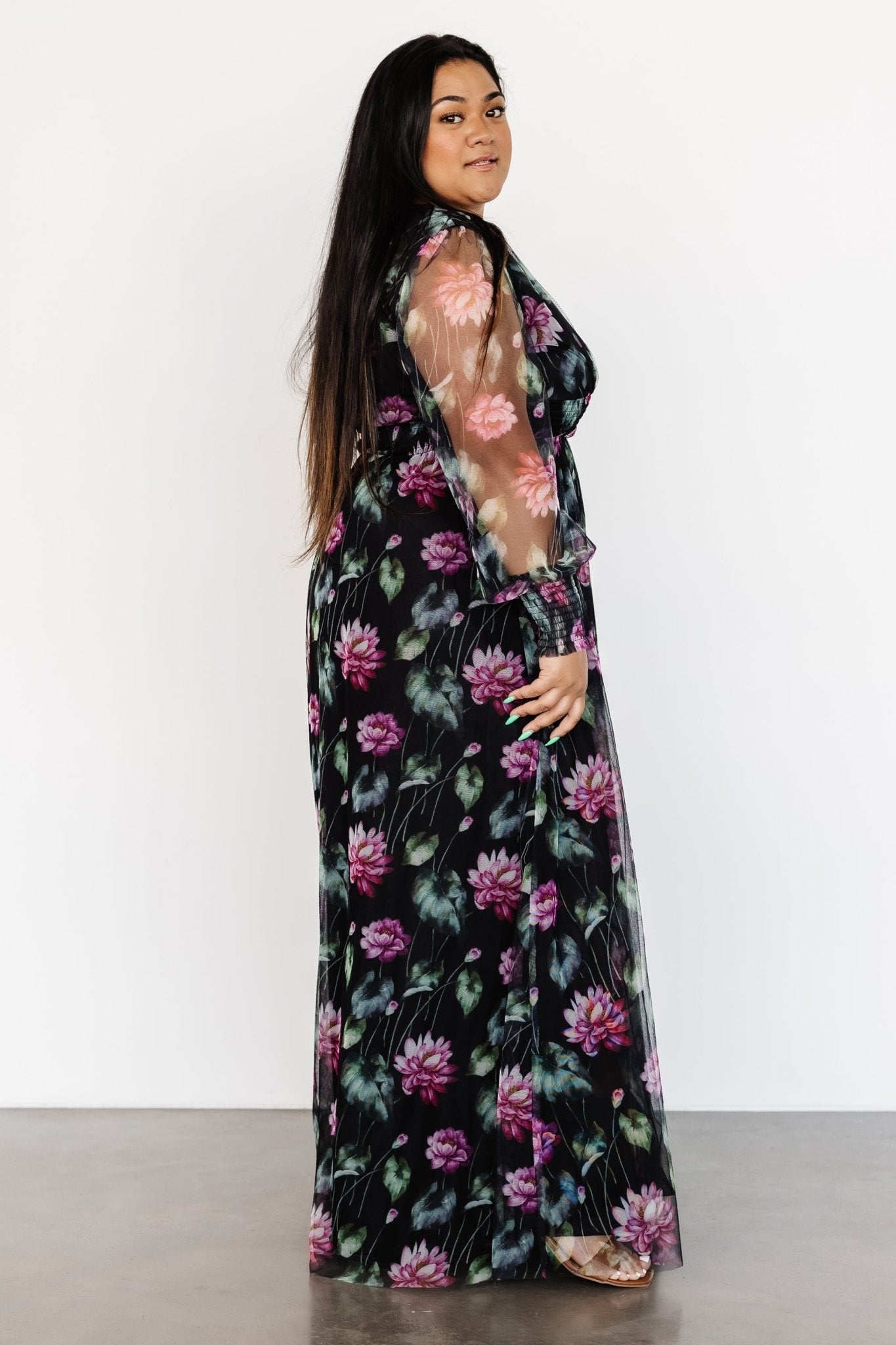 Layla Tulle Maxi Dress | Black Multi