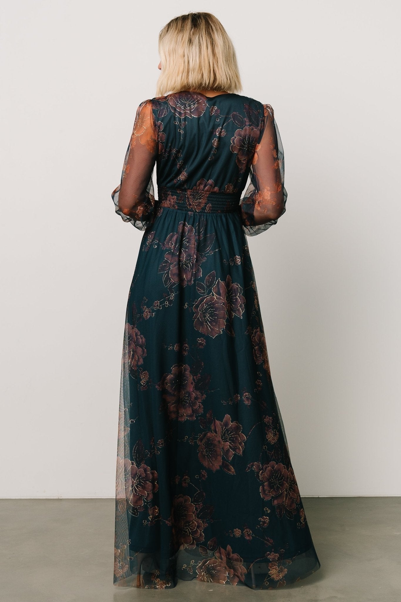 Layla Tulle Maxi Dress | Copper + Blue Metallic