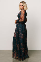 Layla Tulle Maxi Dress | Copper + Blue Metallic