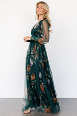 Layla Tulle Maxi Dress | Deep Topaz Floral