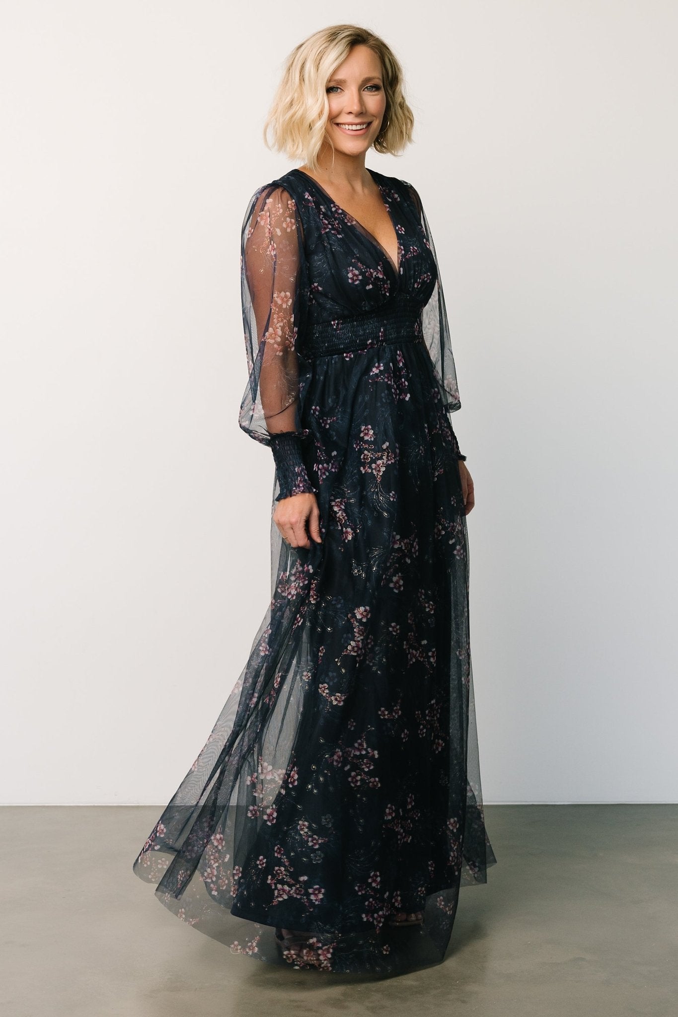 Layla Tulle Maxi Dress | Metallic Blue + Pink