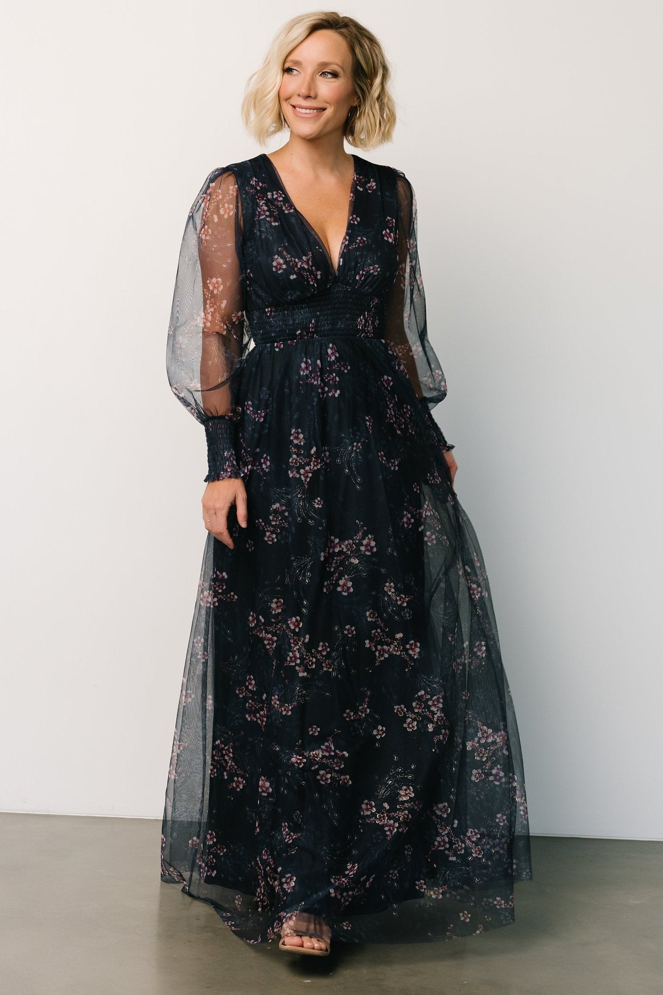 Layla Tulle Maxi Dress | Metallic Blue + Pink