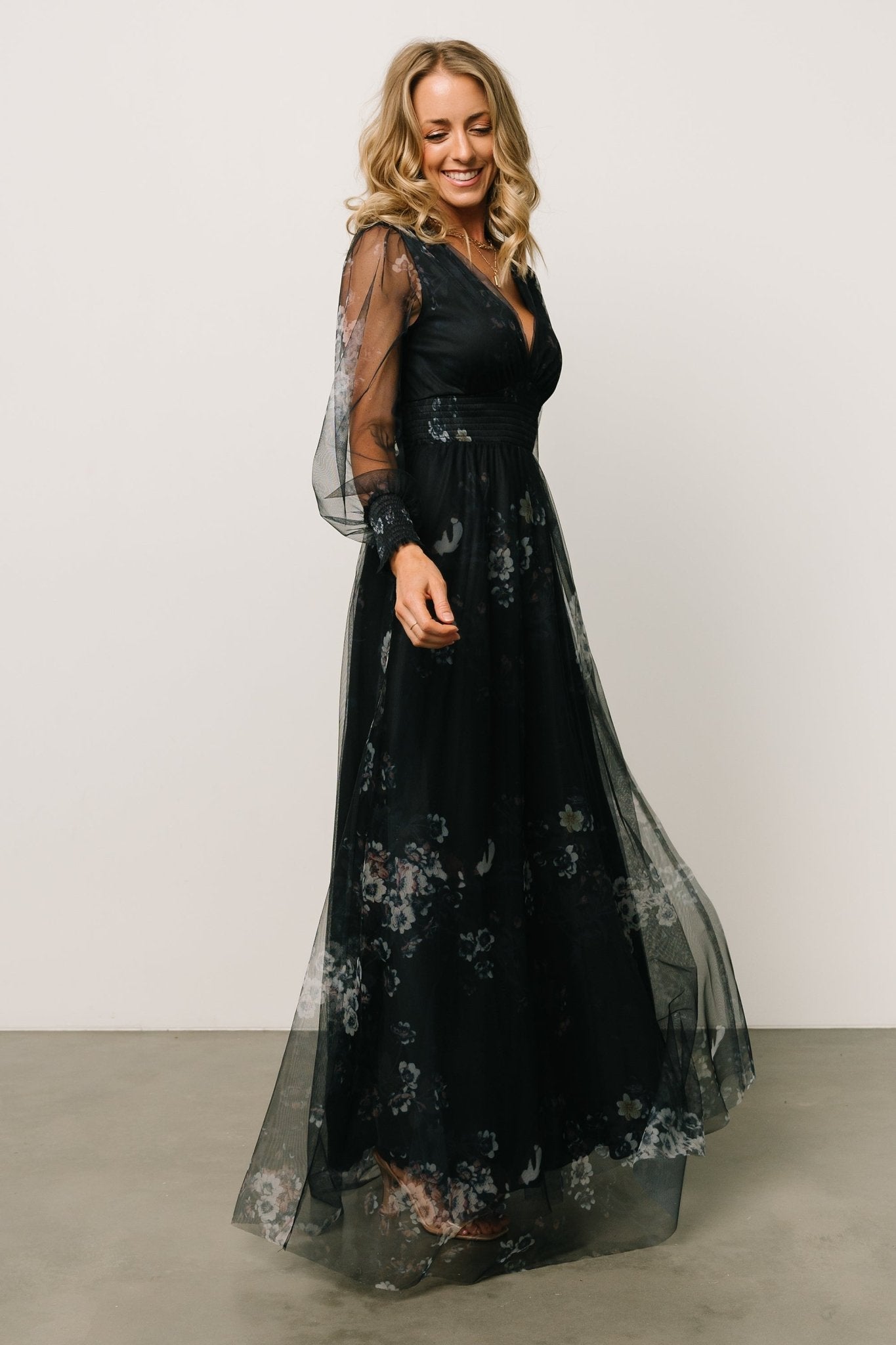 Layla Tulle Maxi Dress | Navy Multi