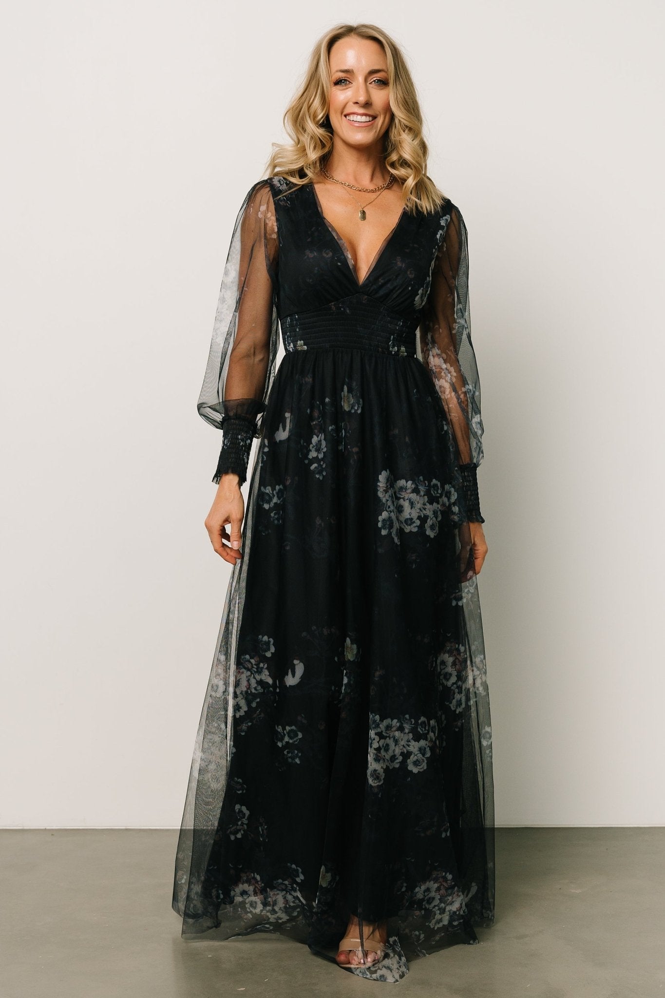 Layla Tulle Maxi Dress | Navy Multi