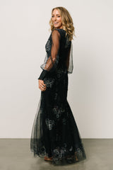 Layla Tulle Maxi Dress | Navy Multi