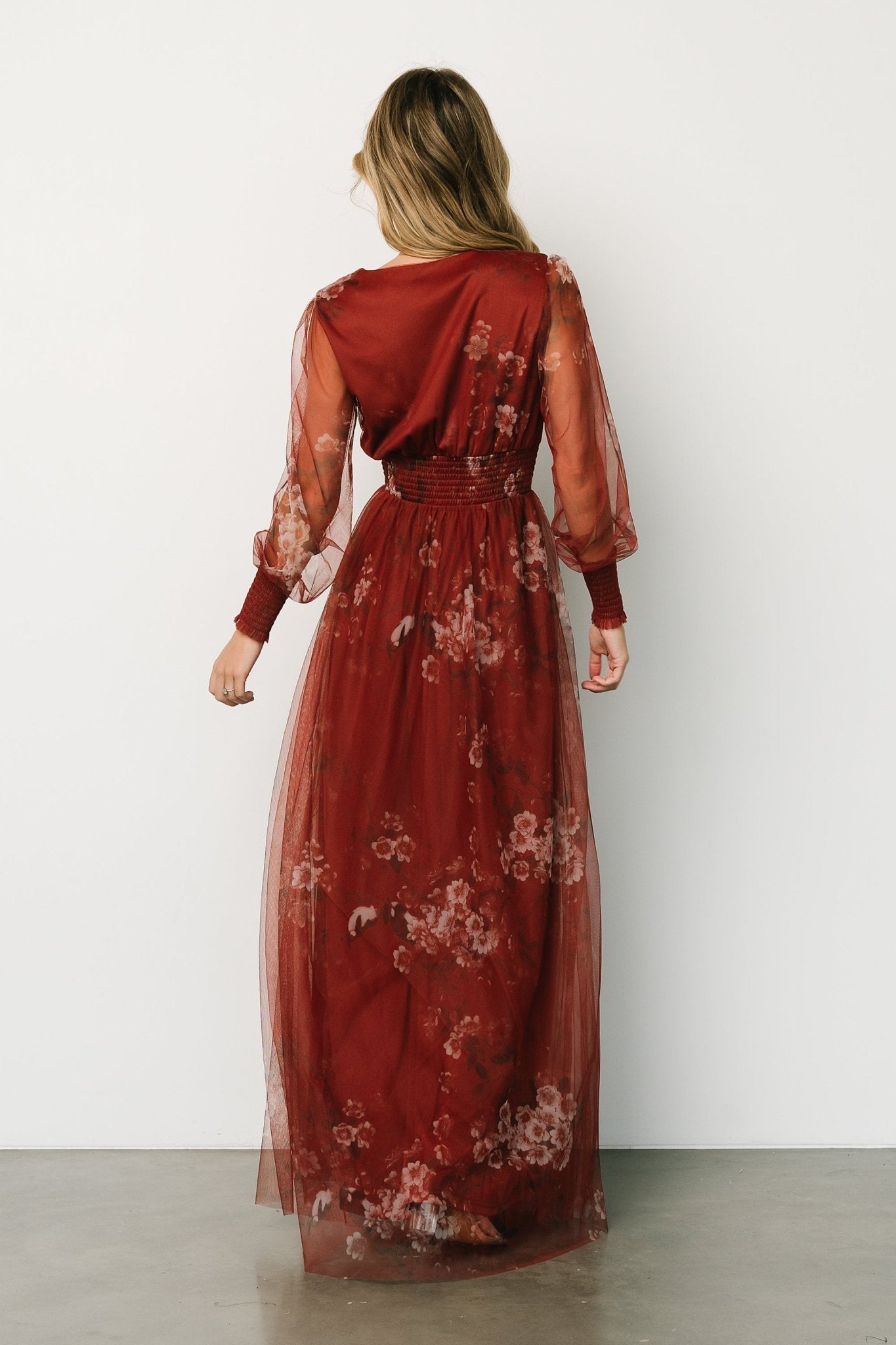 Layla Tulle Maxi Dress | Rust Floral