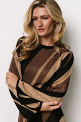 Leigh Sweater Dress | Brown Multi Print