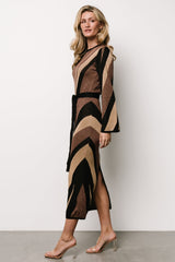 Leigh Sweater Dress | Brown Multi Print