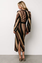 Leigh Sweater Dress | Brown Multi Print
