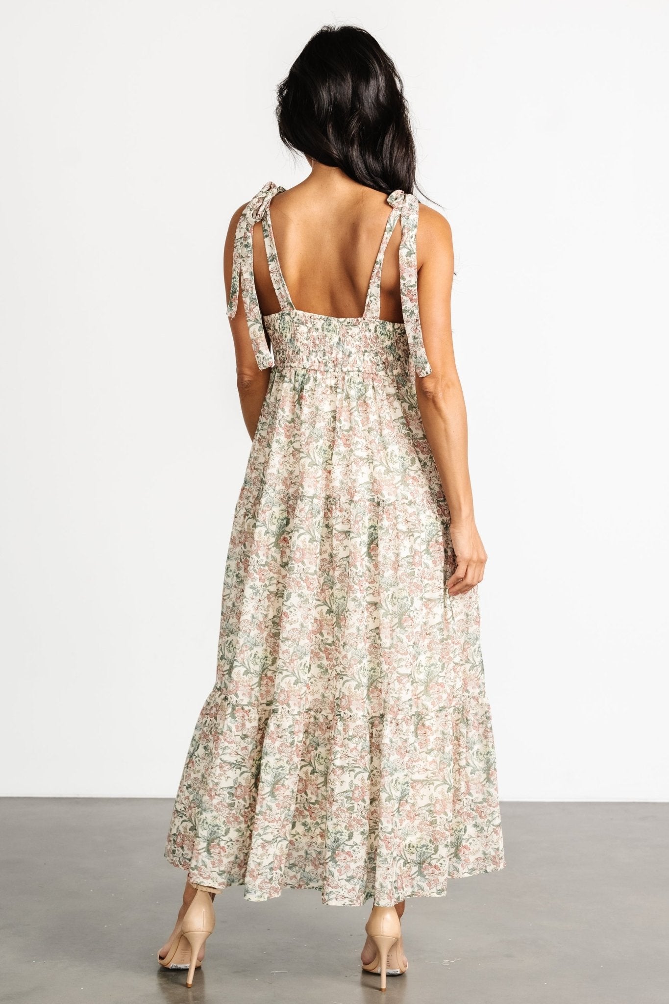 Lelisa Shoulder Tie Dress | Cream Floral