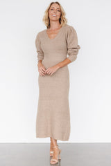 Lenore V Neck Sweater Dress | Latte