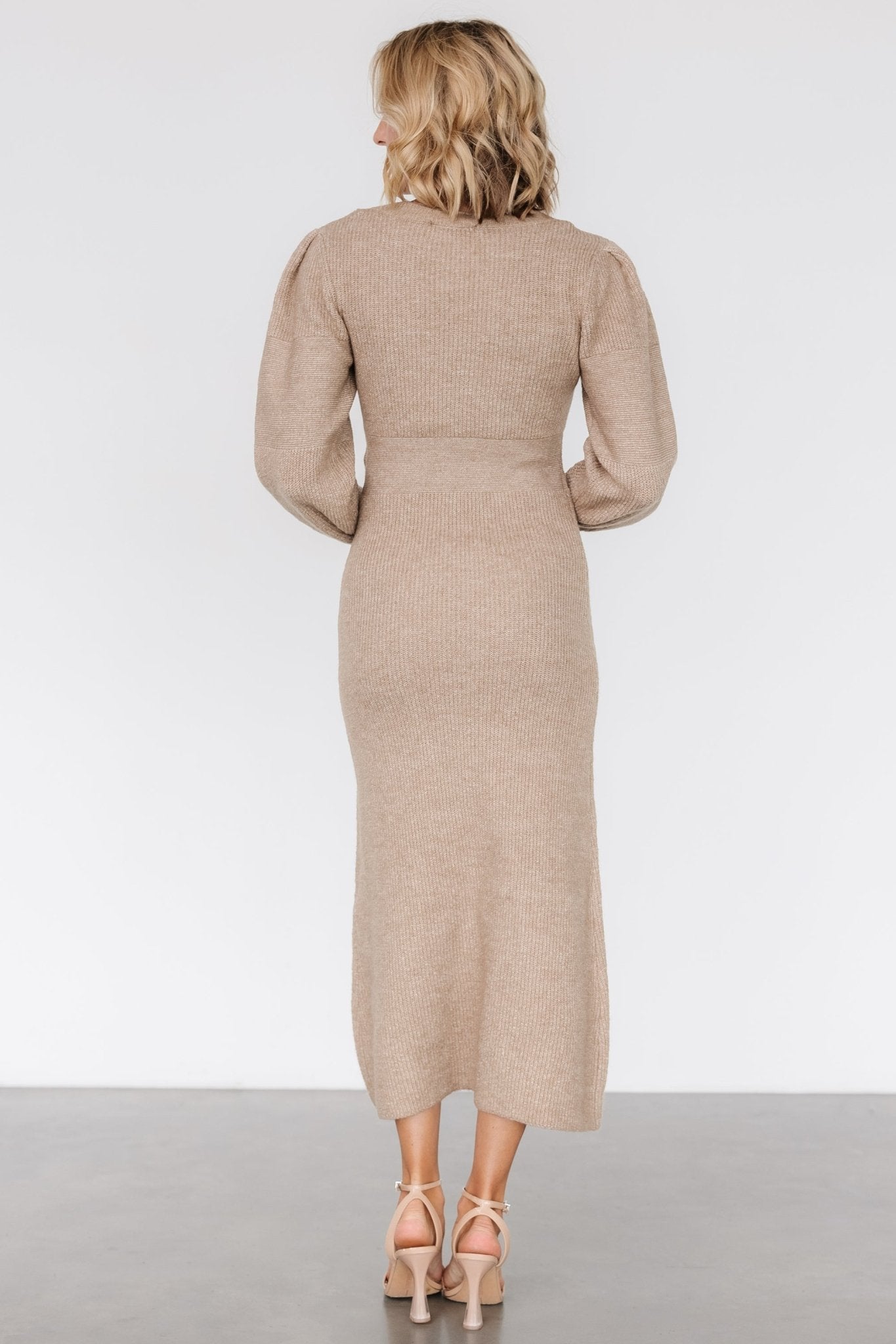 Lenore V Neck Sweater Dress | Latte