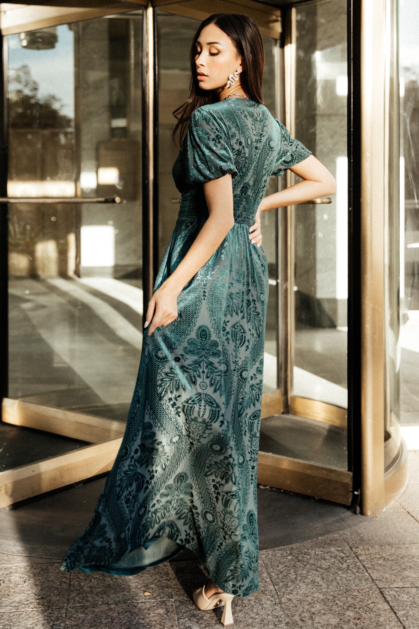 Leslie Velvet Maxi Dress | Emerald