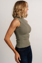 Lia Ribbed Tank Top | Dark Sage