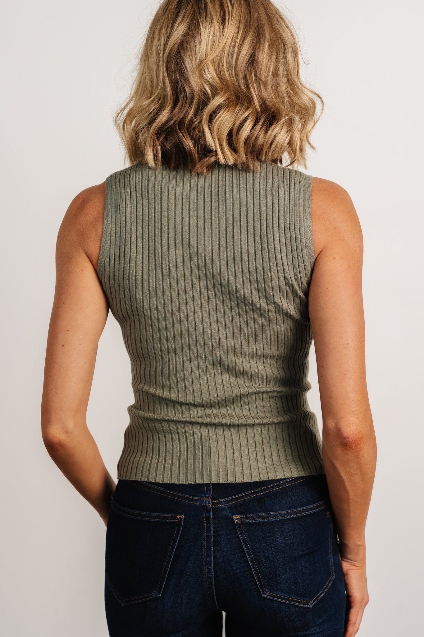 Lia Ribbed Tank Top | Dark Sage