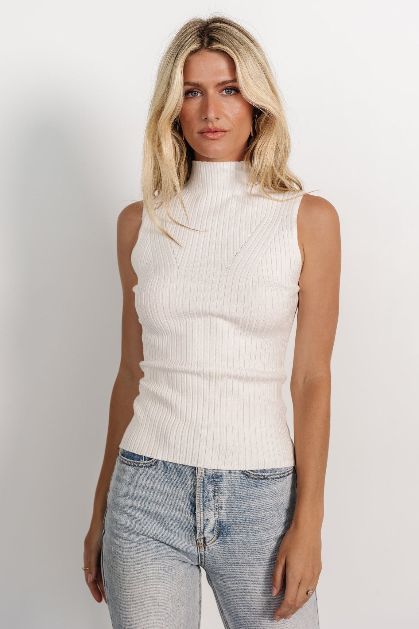 Lia Ribbed Tank Top | Off White