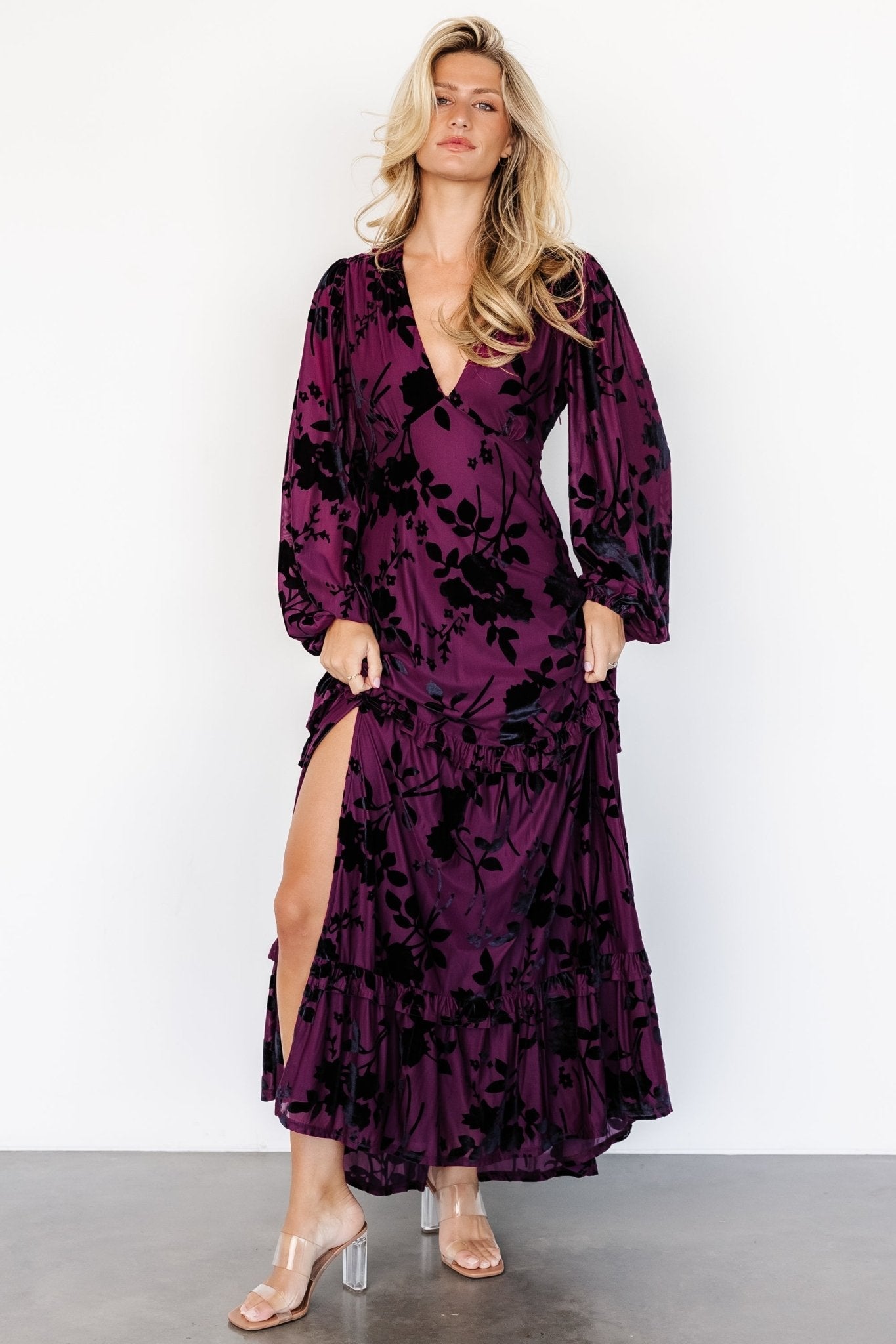 Liana Velvet Embossed Maxi Dress | Mulberry