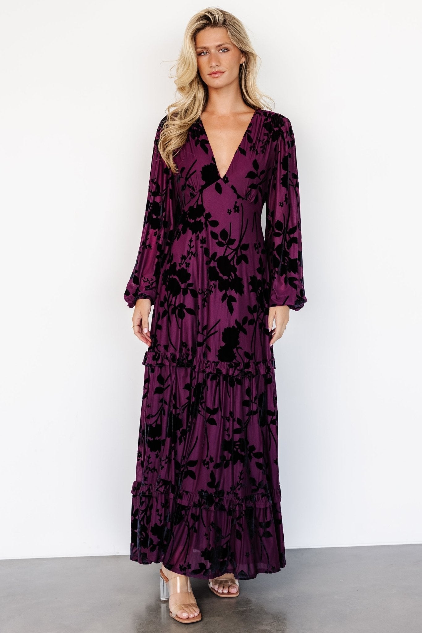Liana Velvet Embossed Maxi Dress | Mulberry