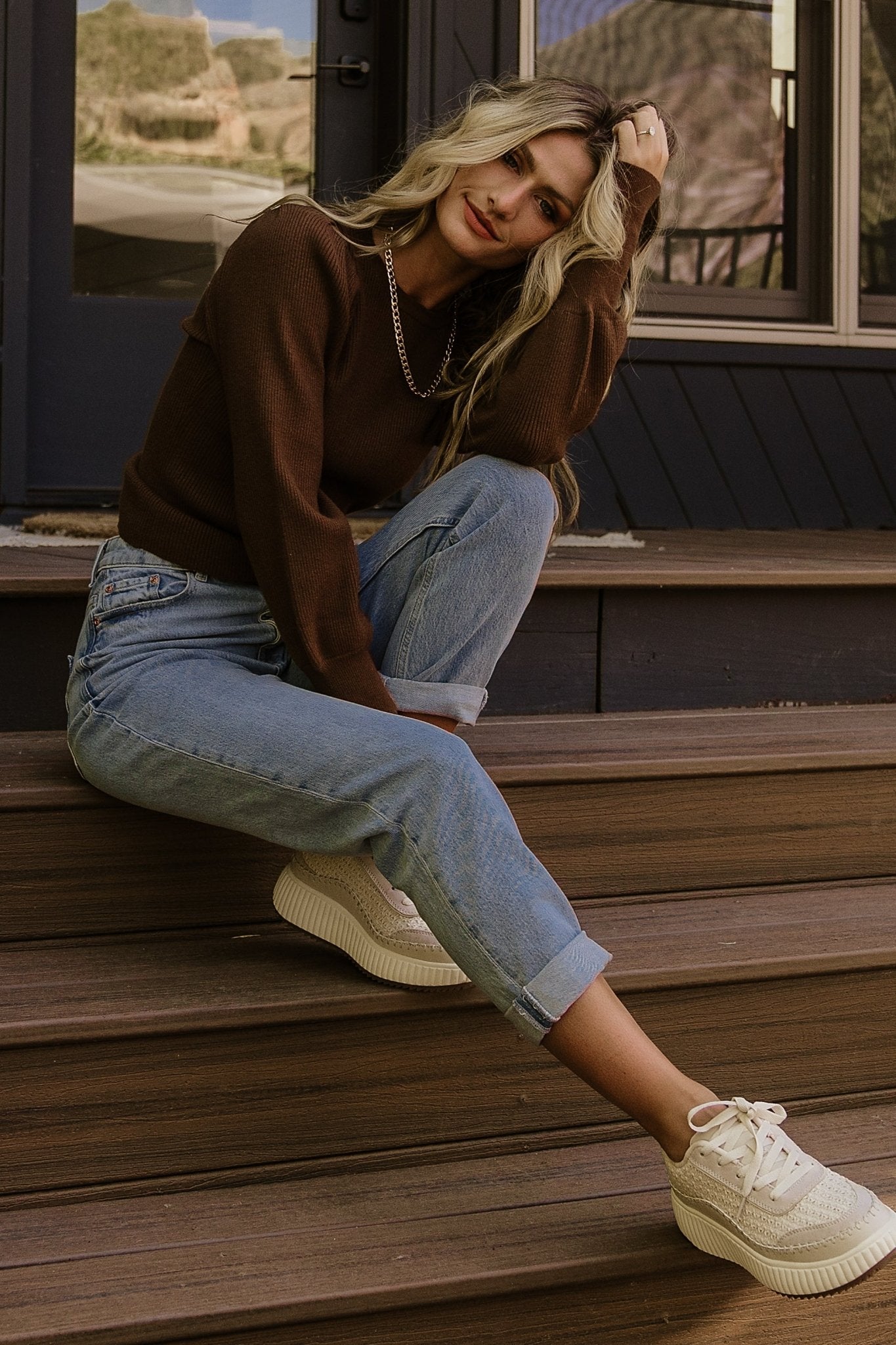 Lilou Rib Knit Sweater | Brown