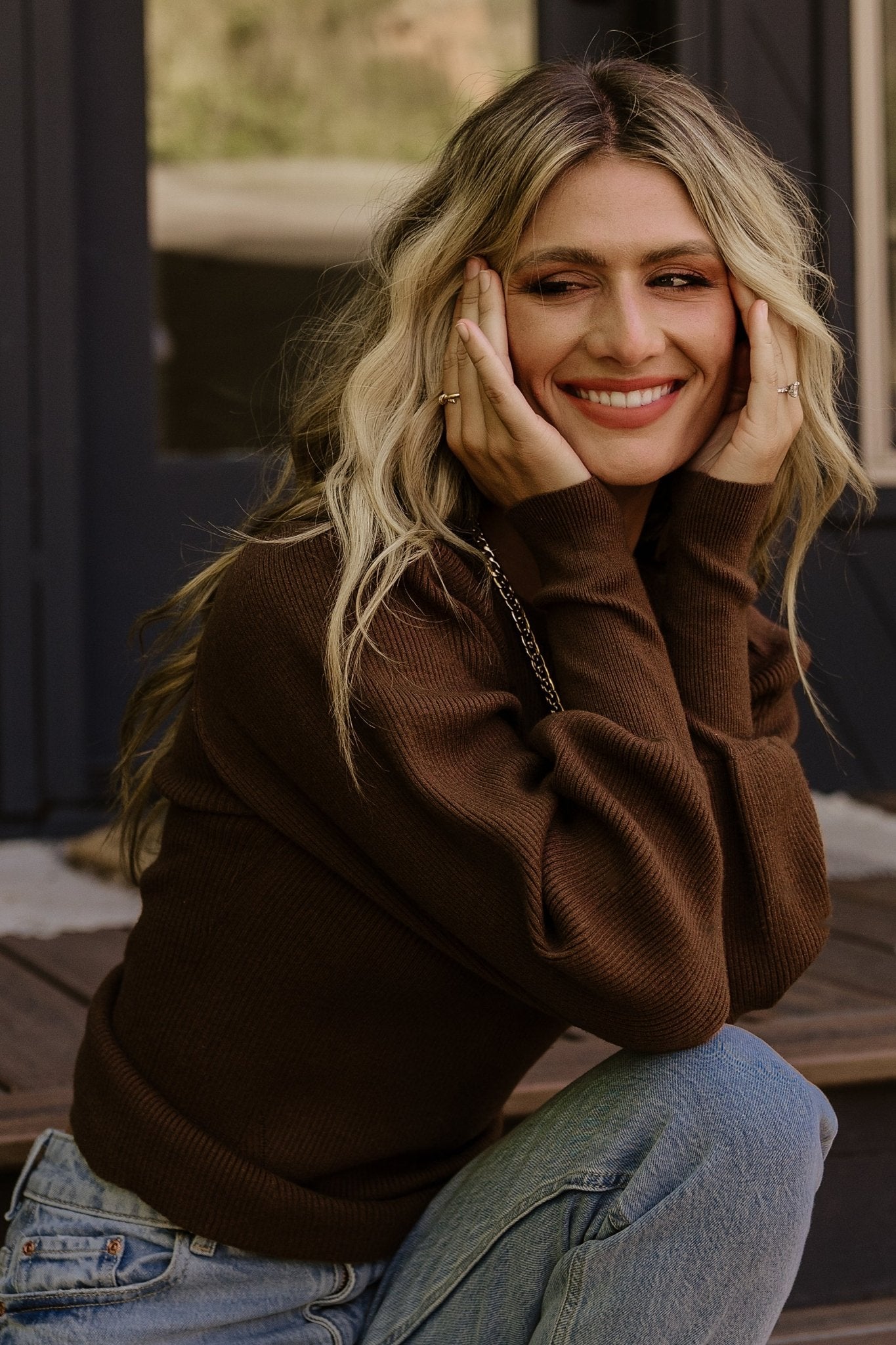 Lilou Rib Knit Sweater | Brown