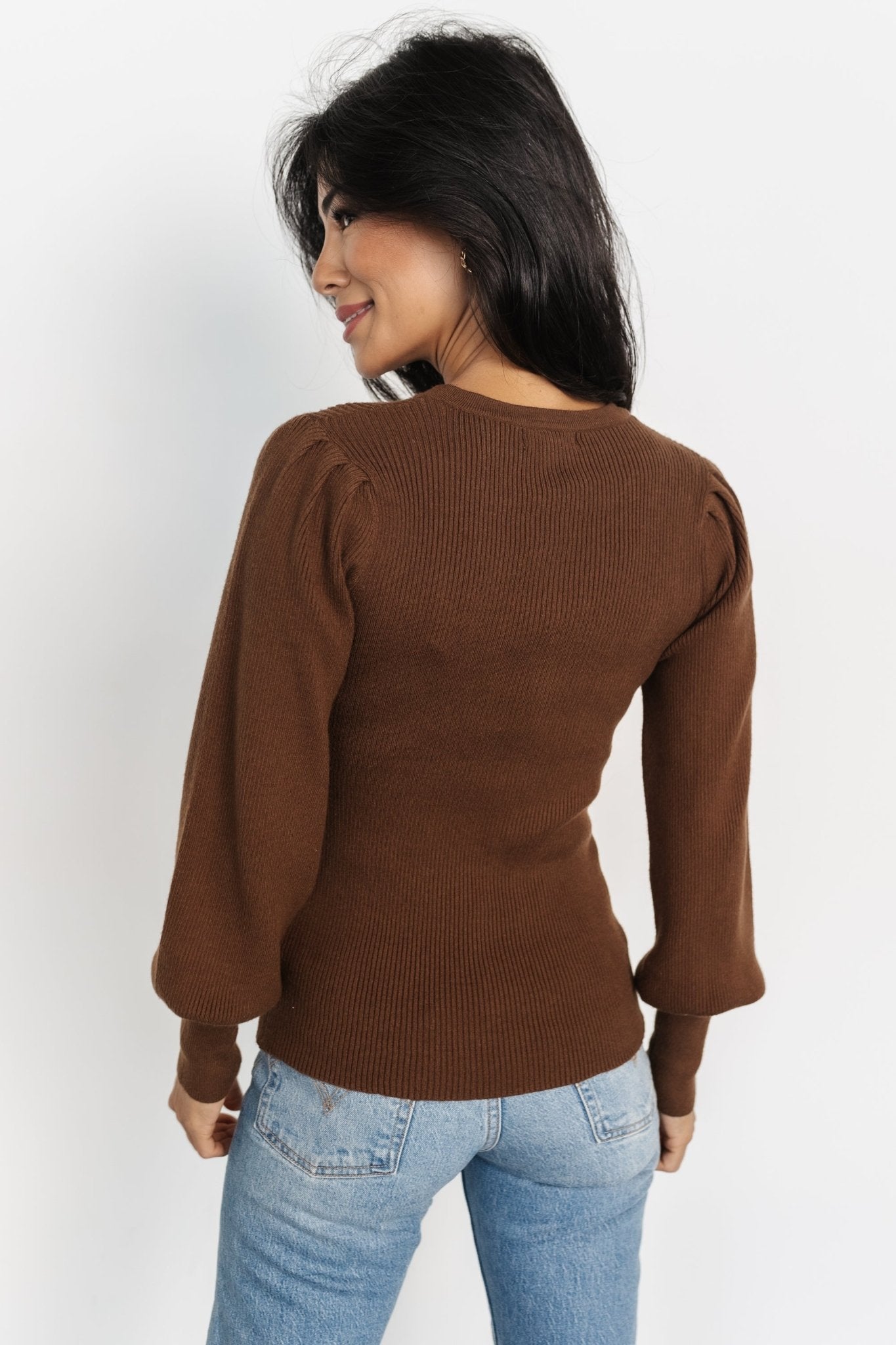 Lilou Rib Knit Sweater | Brown
