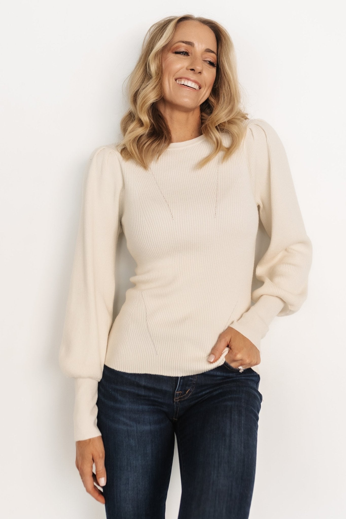 Lilou Rib Knit Sweater | Ivory