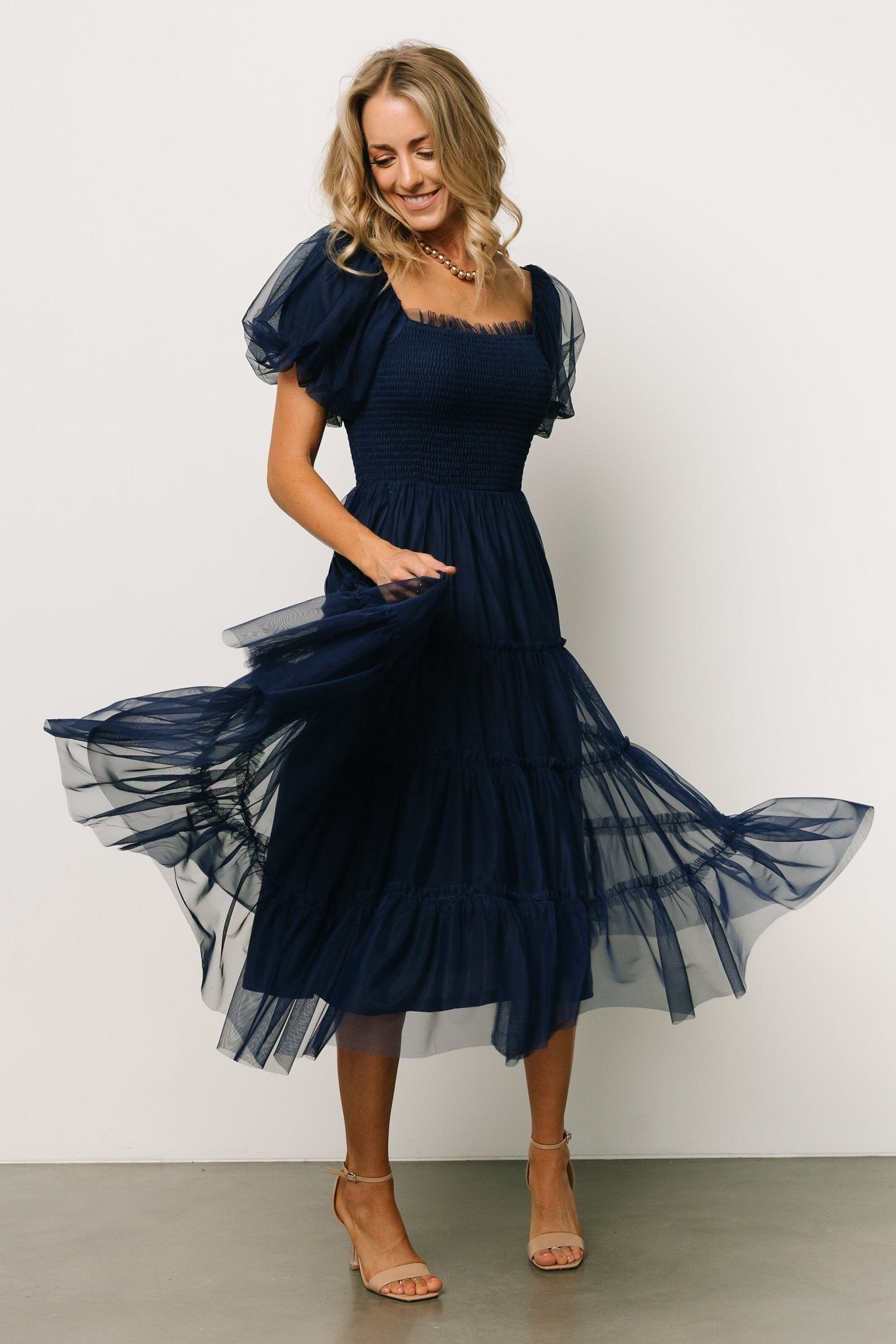 Liv Tulle Midi Dress | Navy