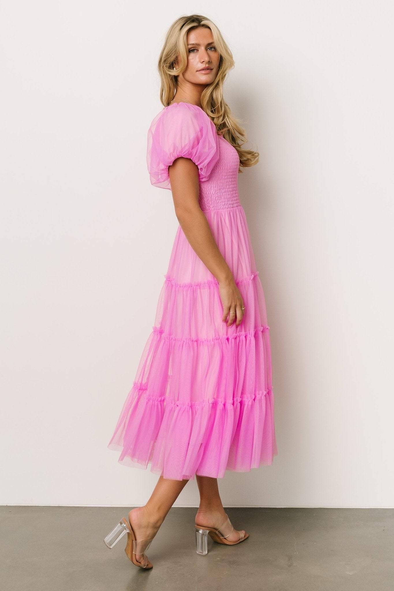 Liv Tulle Midi Dress | Pink