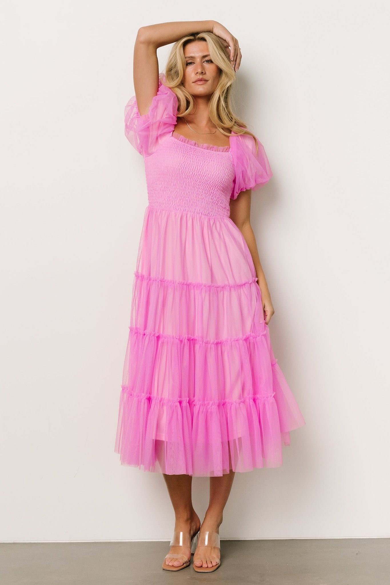 Liv Tulle Midi Dress | Pink