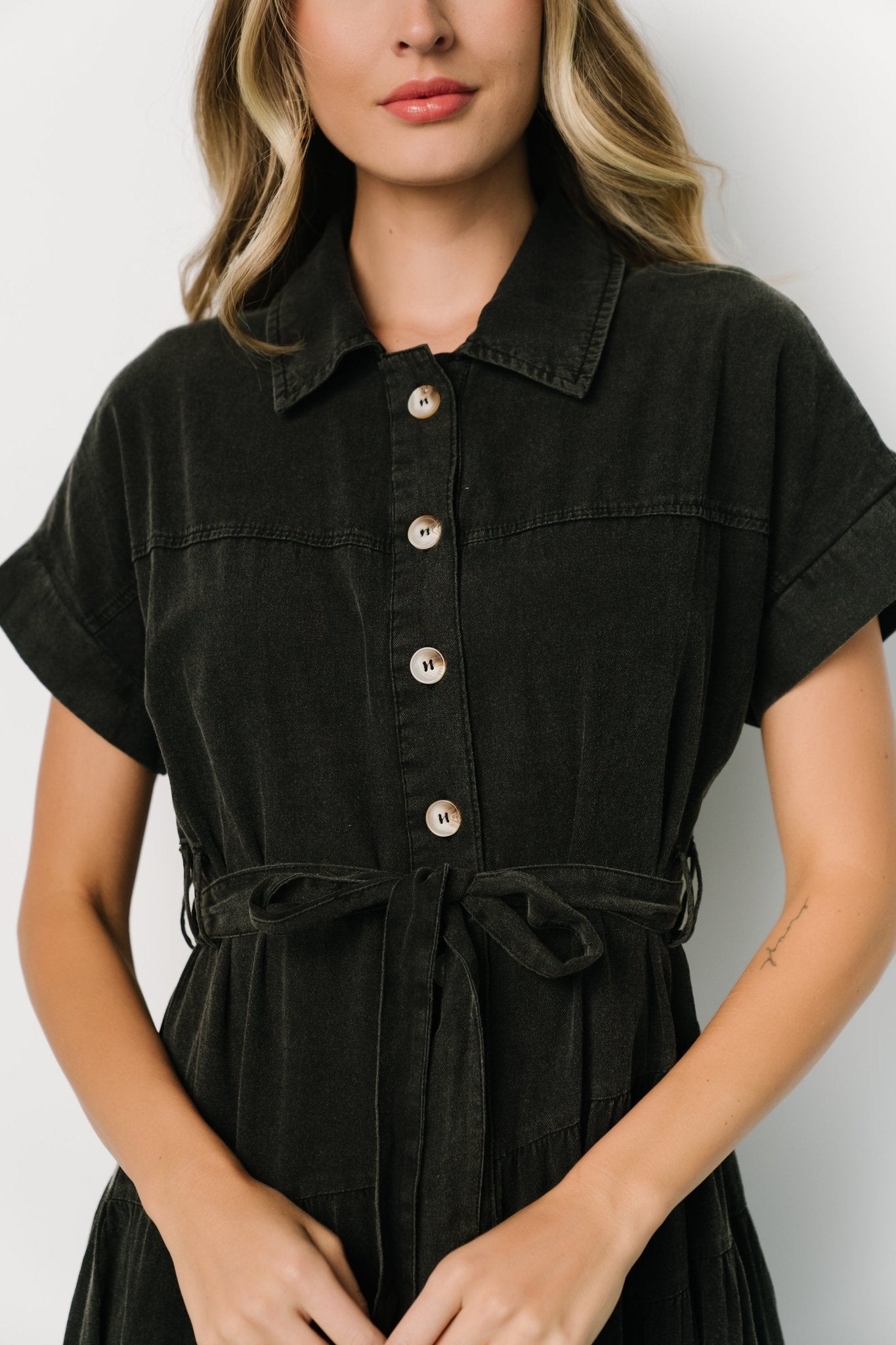 Logan Button Up Dress | Black